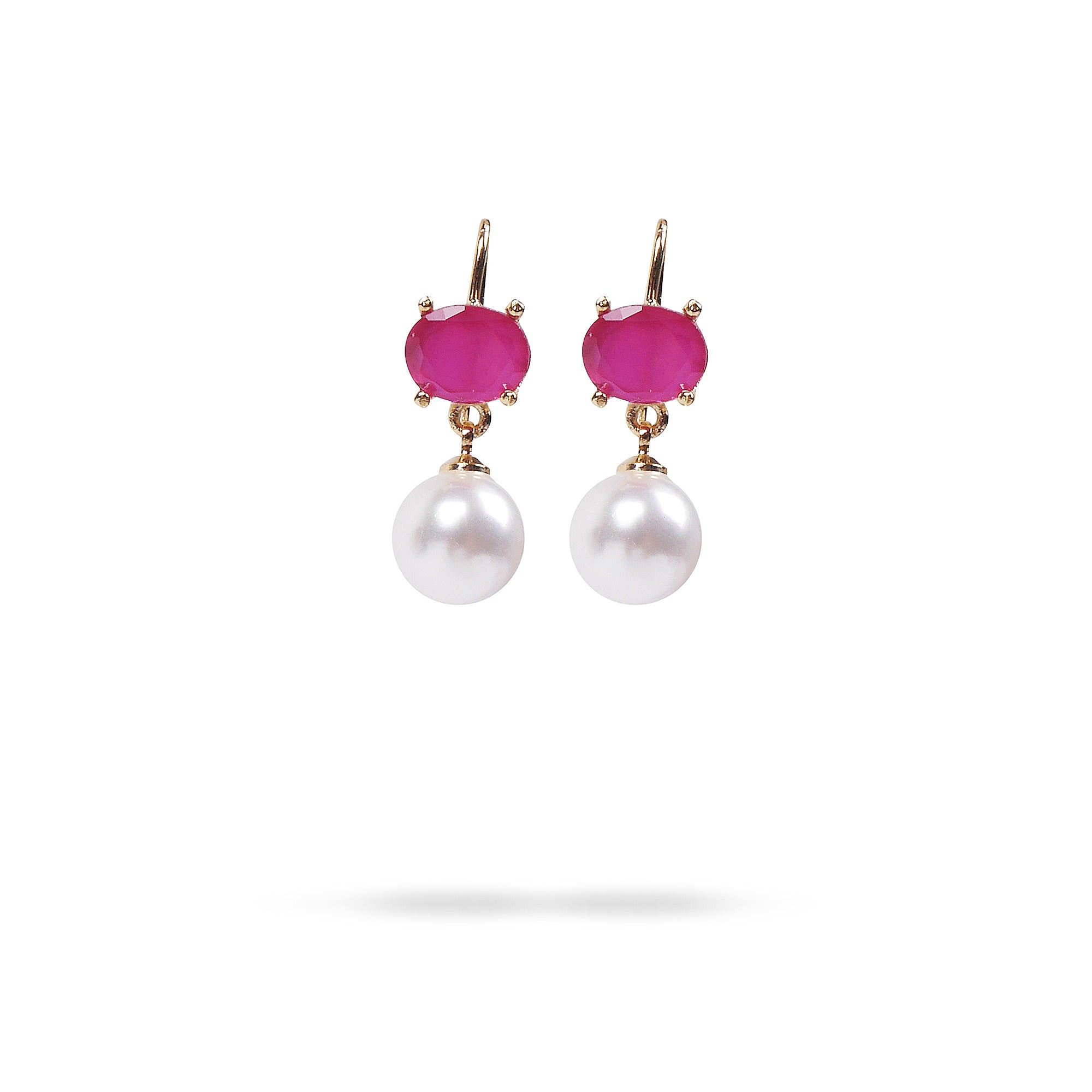 Khloe Ruby and Pearl Cubic Zirconia Earrings