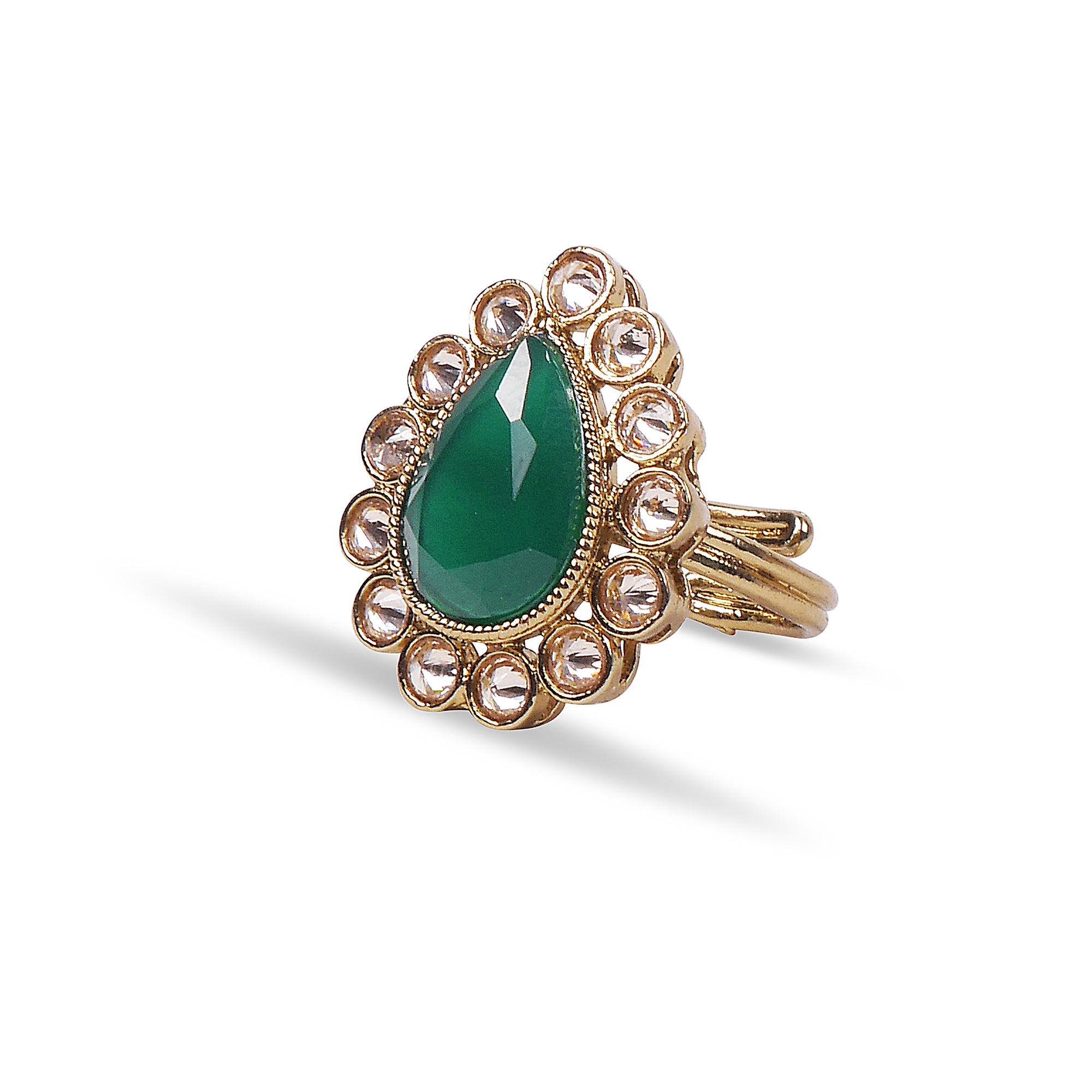 Delicate Pear Ring in Green