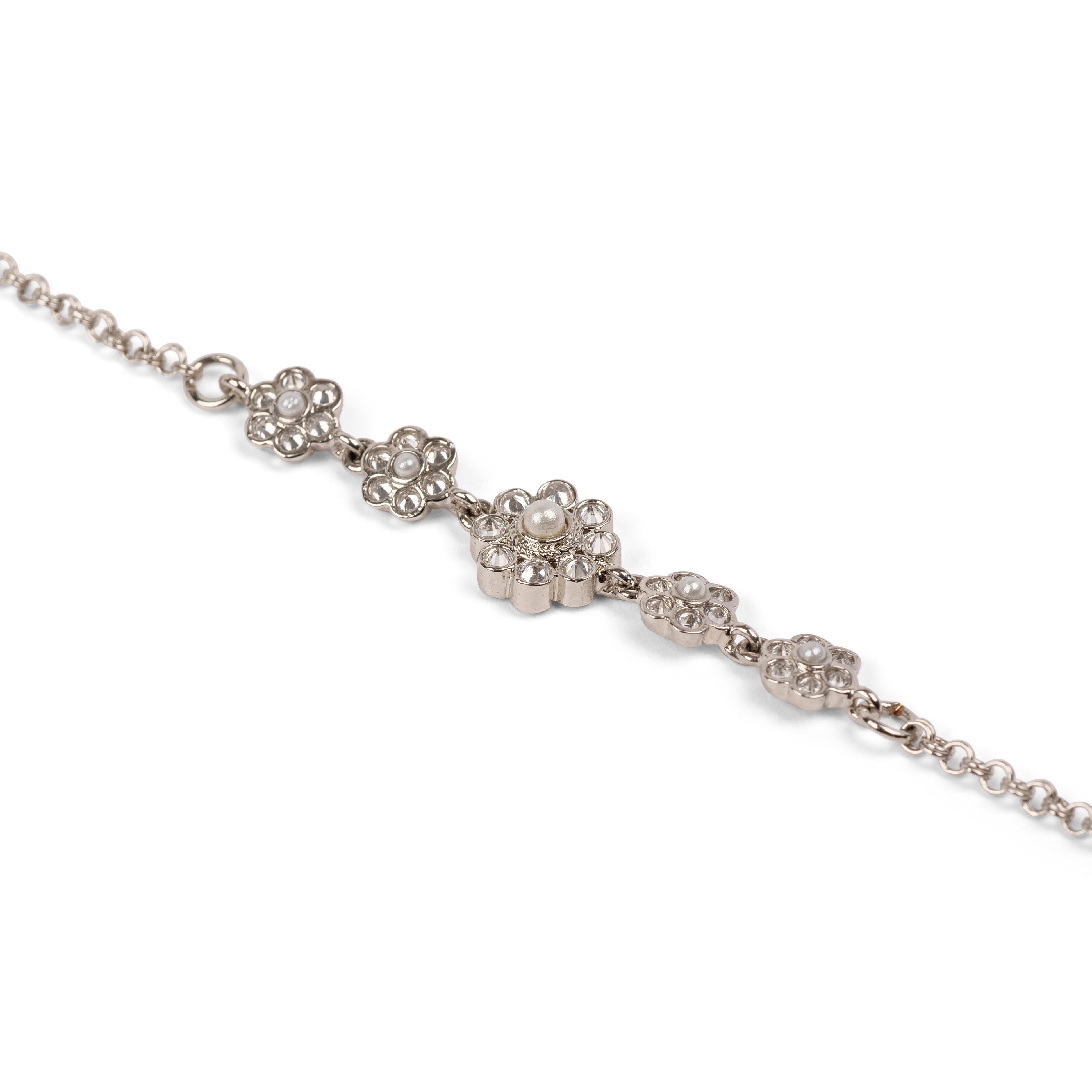 Forever Floral Bracelet in Pearl and Rhodium