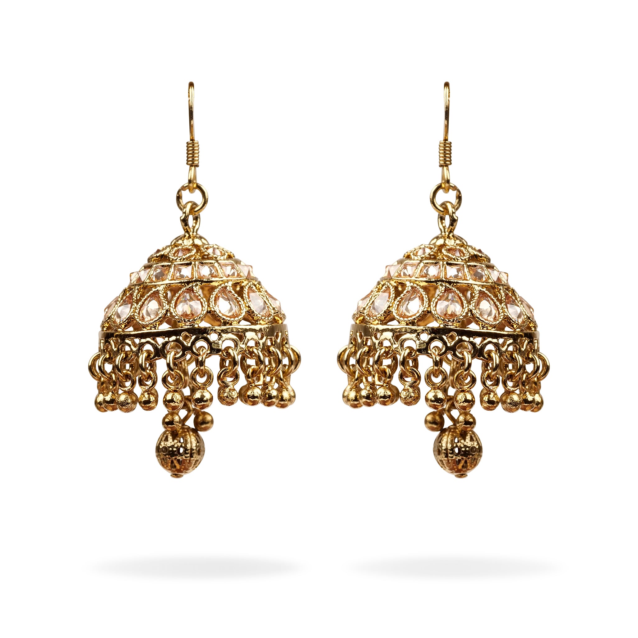 Single Jhumka Earrings in Antique Gold