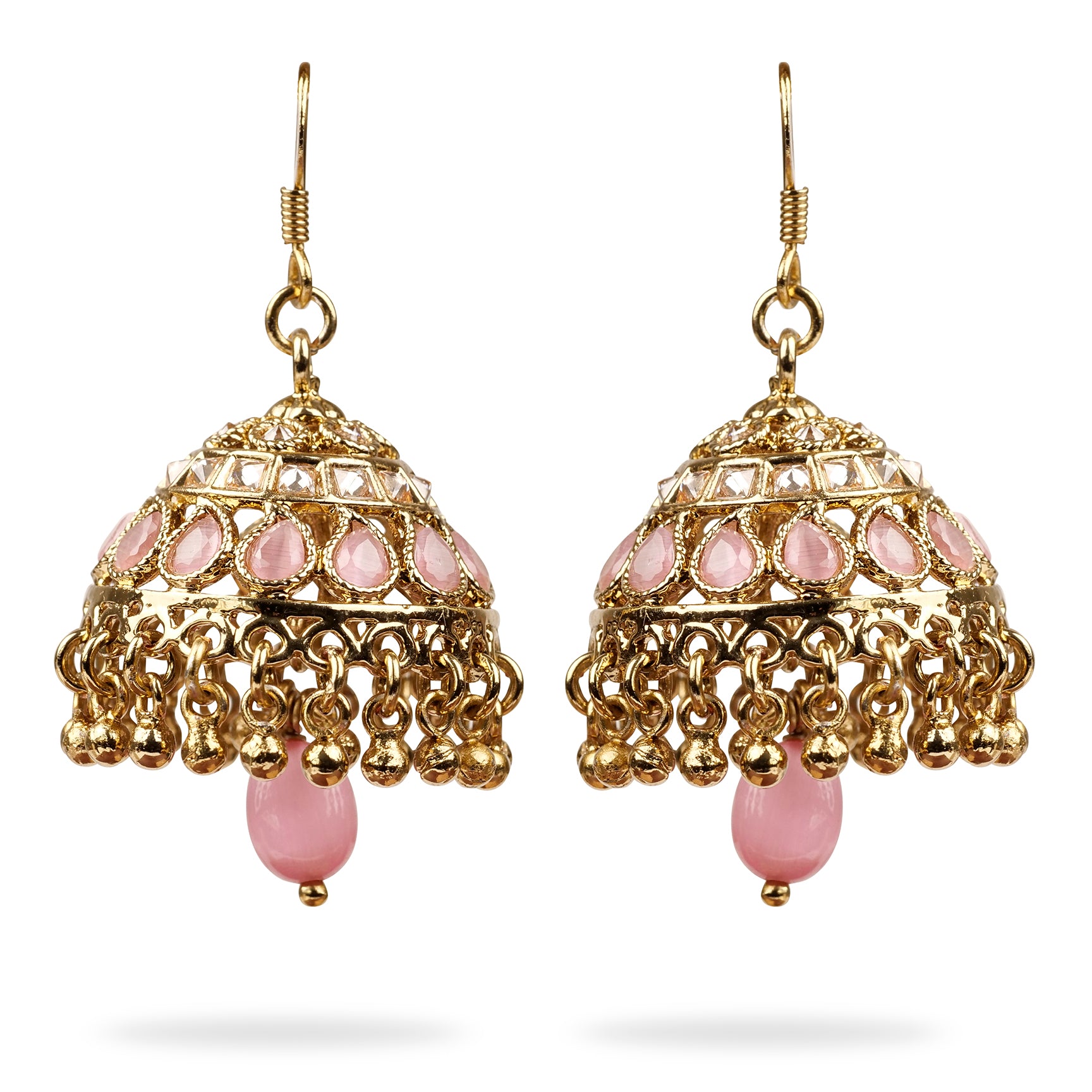 Single Jhumka Earrings in Light Pink