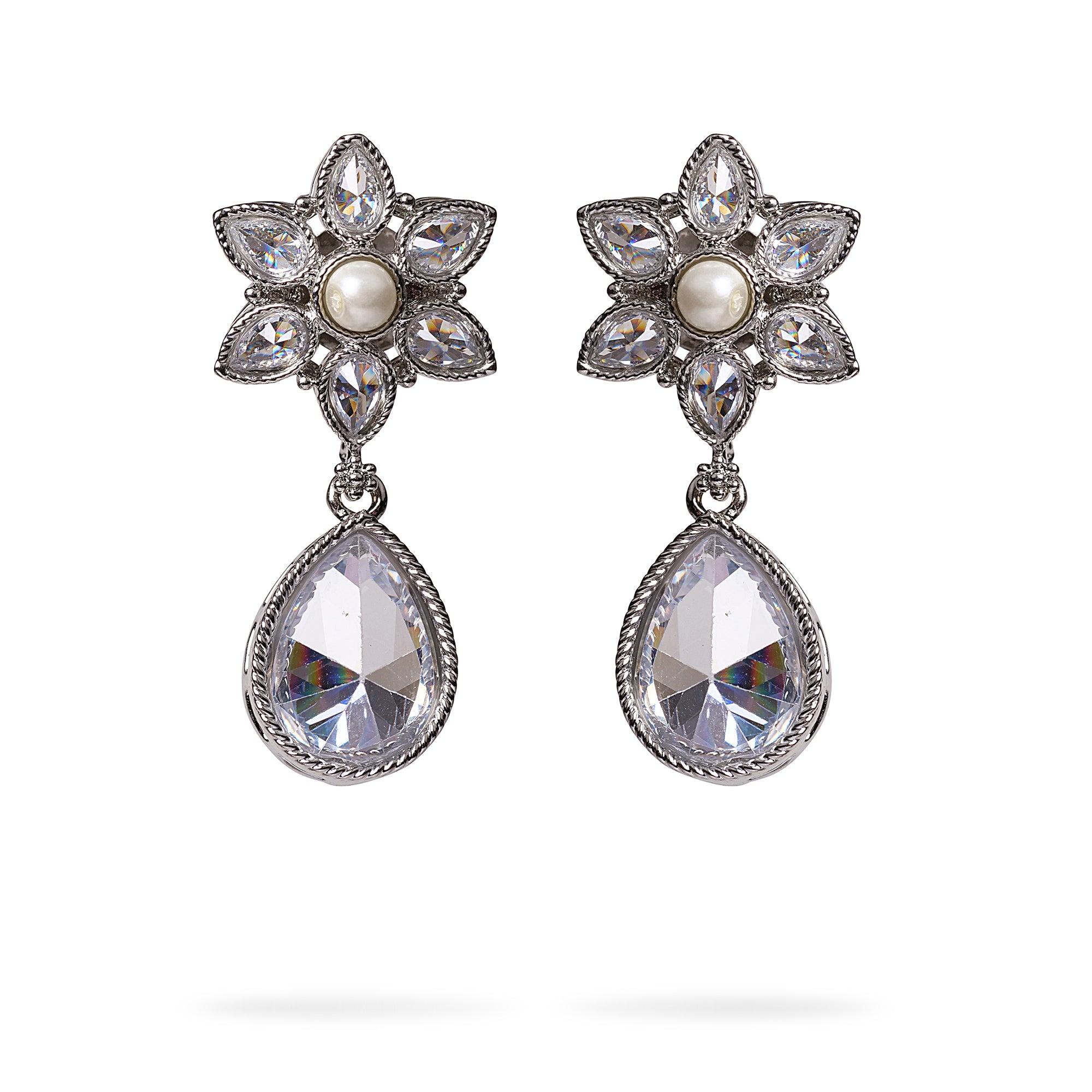 Joy Pearl Earrings in Rhodium
