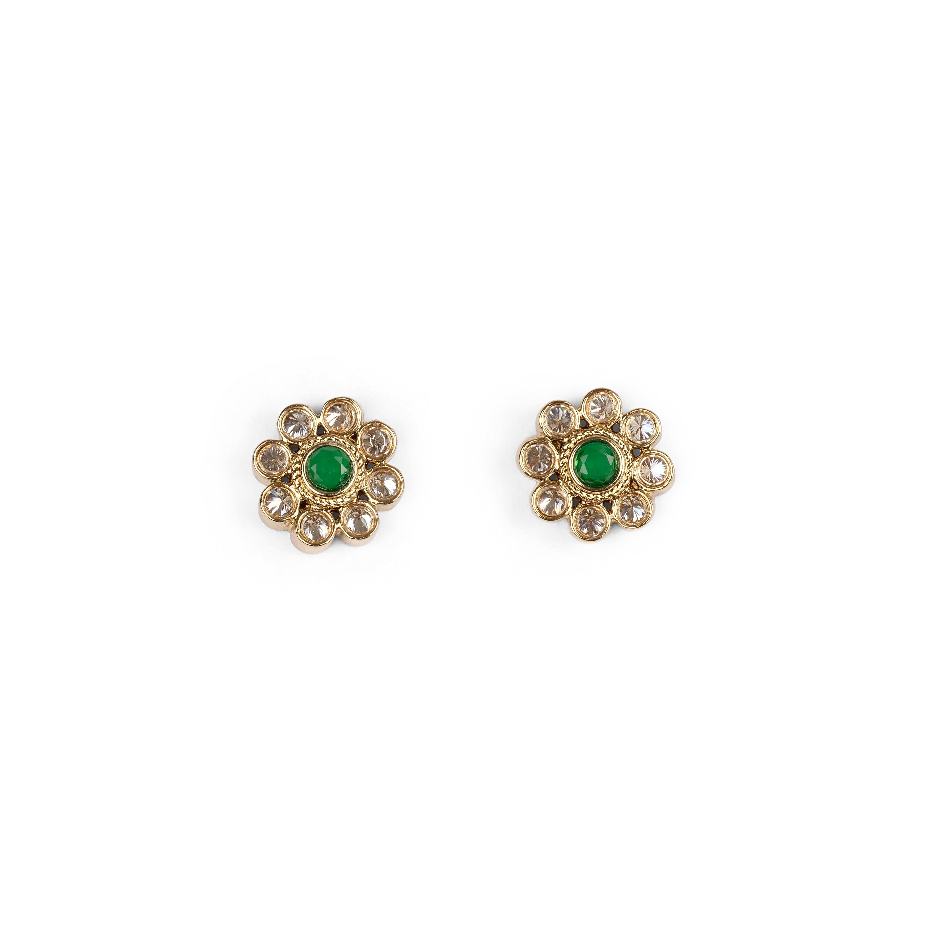 Frida Floral Earstuds in Green