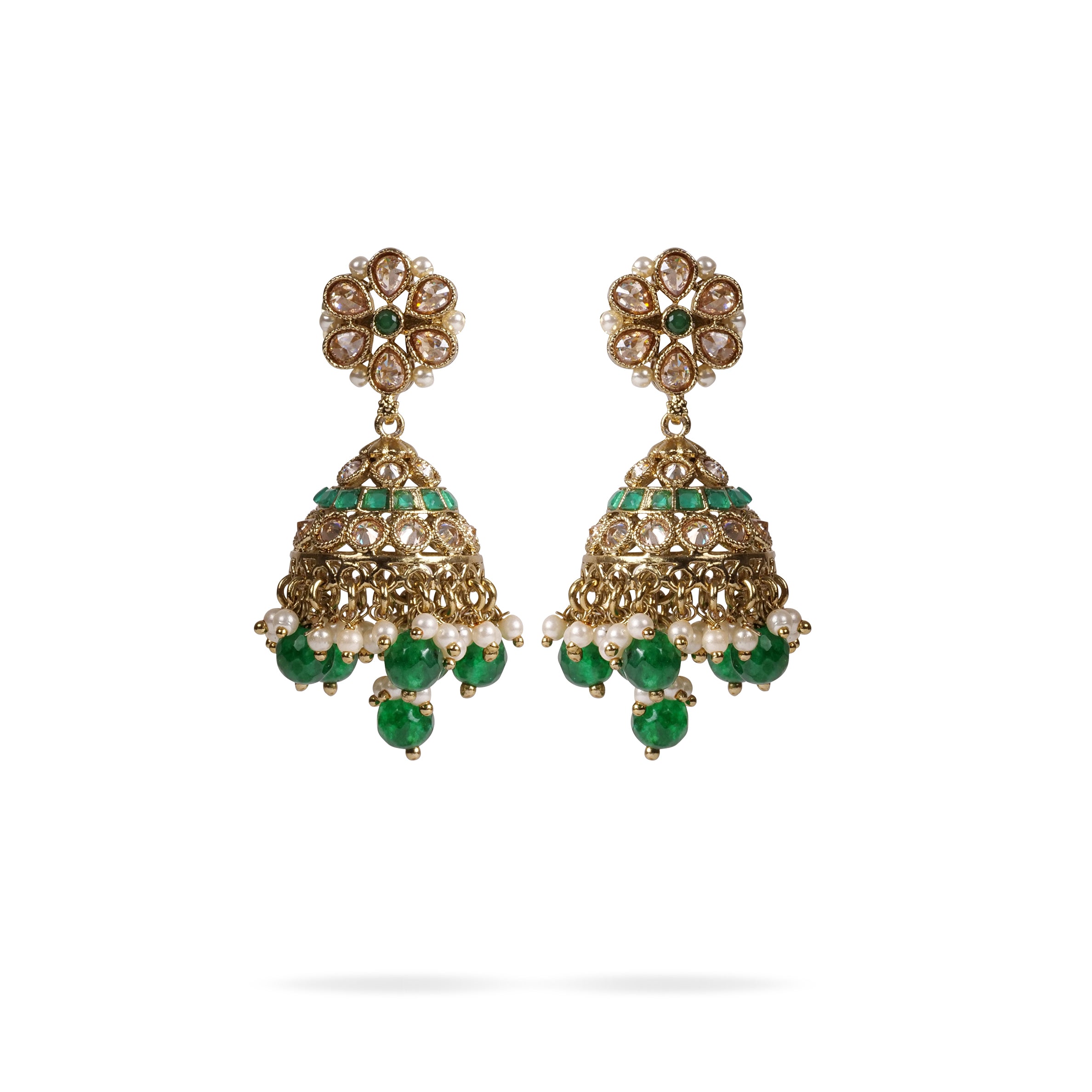 Jhansi Jhumka Earrings in Green