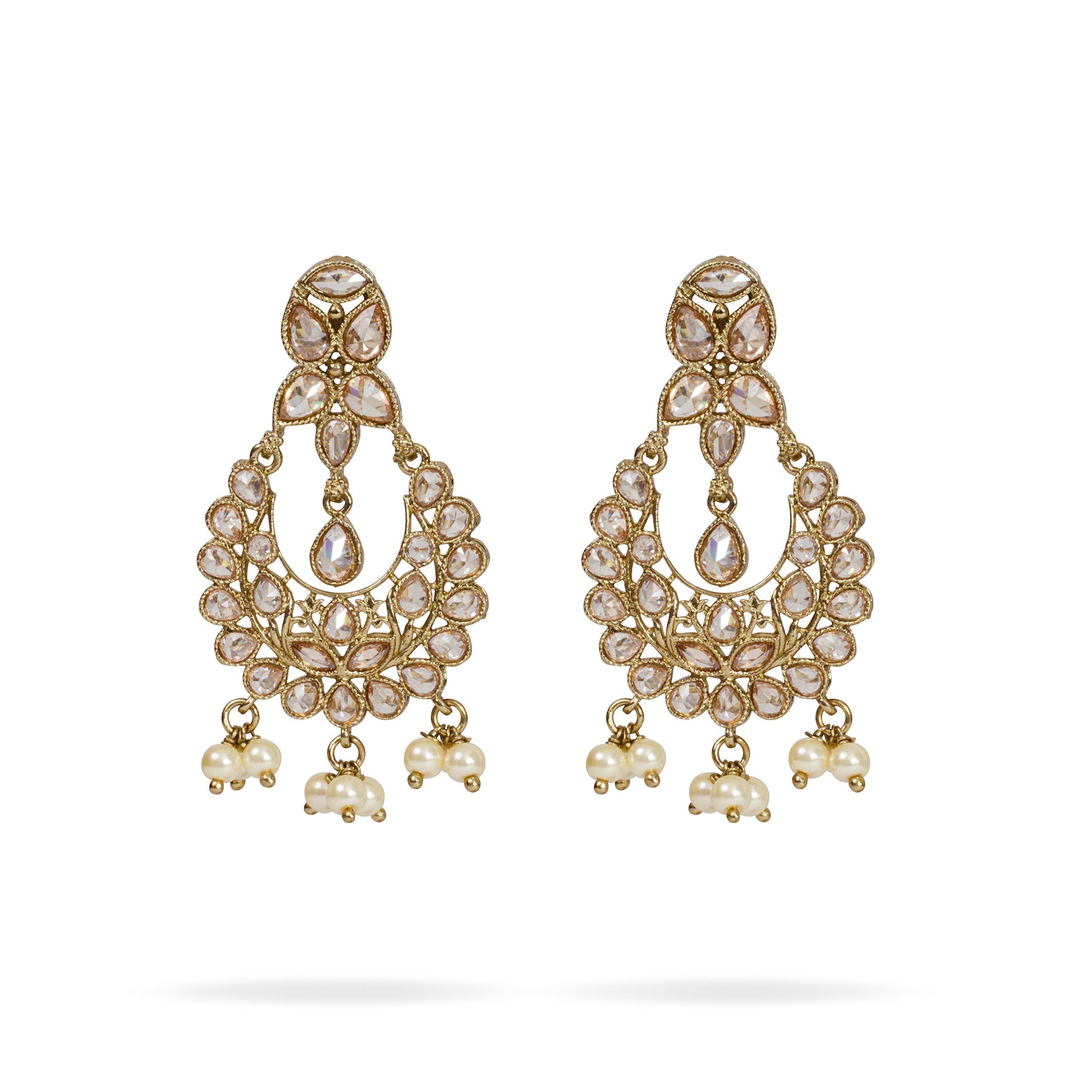Tashi Chandbali Earrings in Pearl and Antique Gold