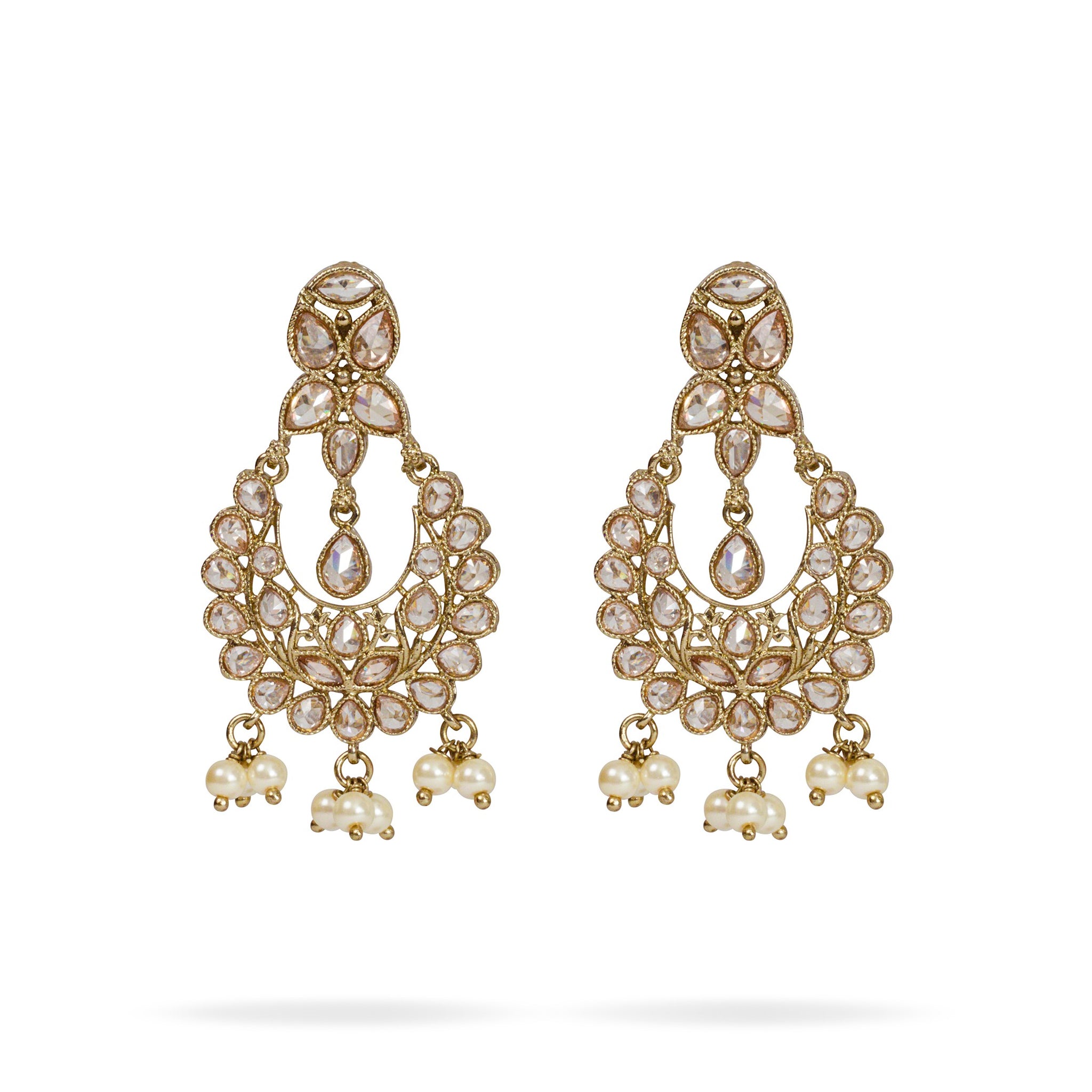 Tashi Chandbali Earrings in Pearl and Antique Gold