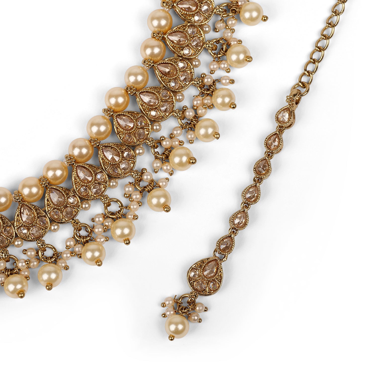 Simple Pearl Necklace Set in Light Topaz