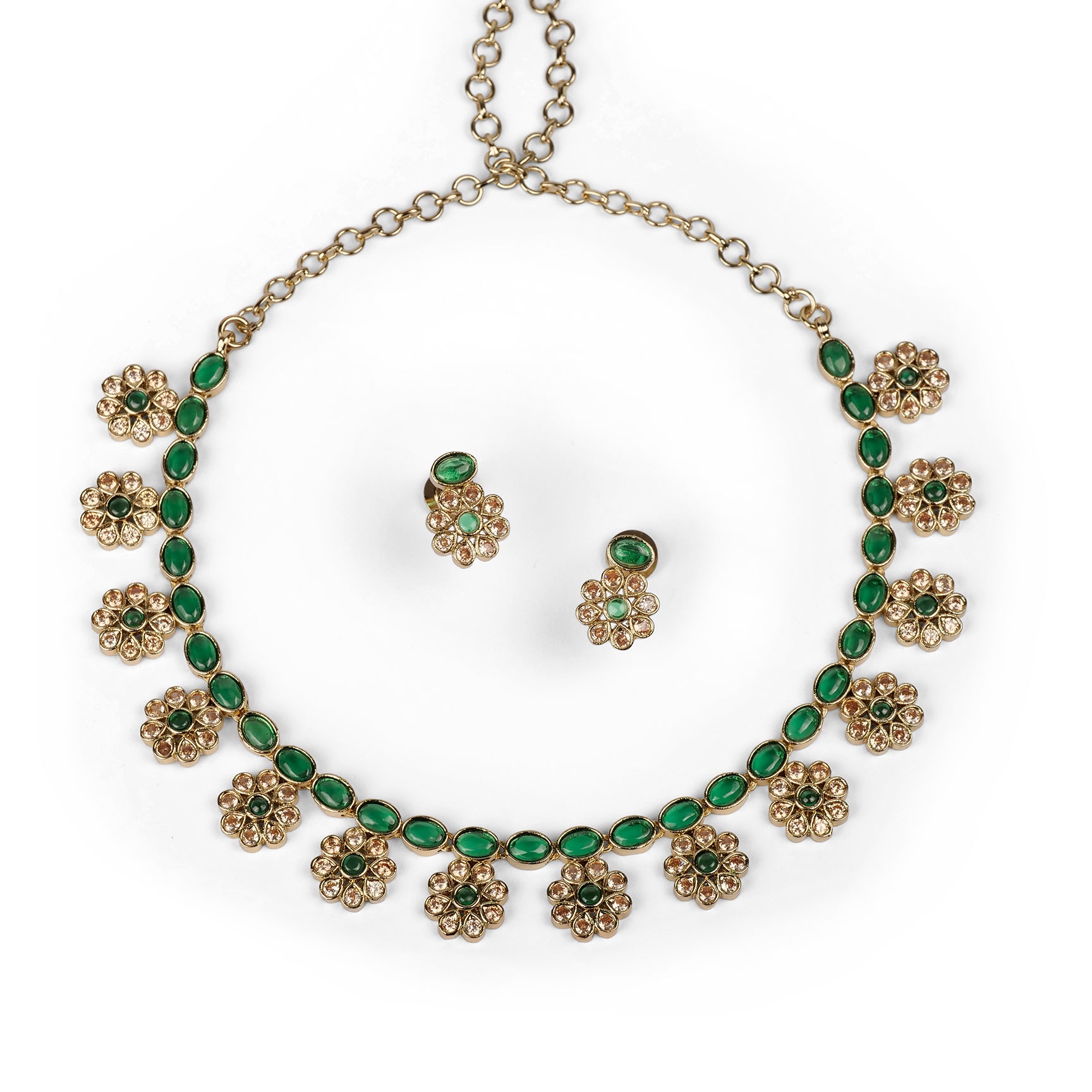 Jasmine Necklace Set in Green