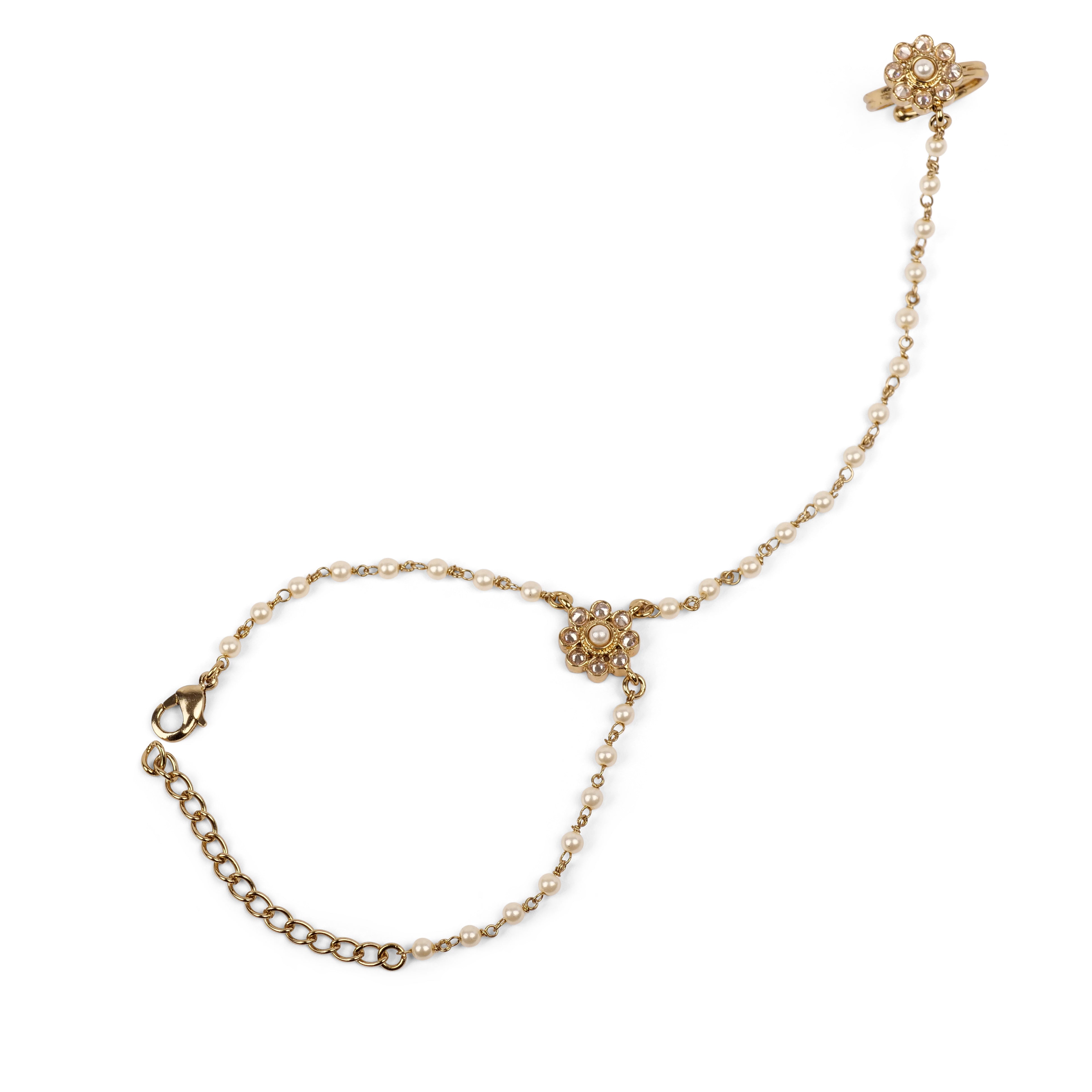 Forever Floral Hand Chain in Pearl