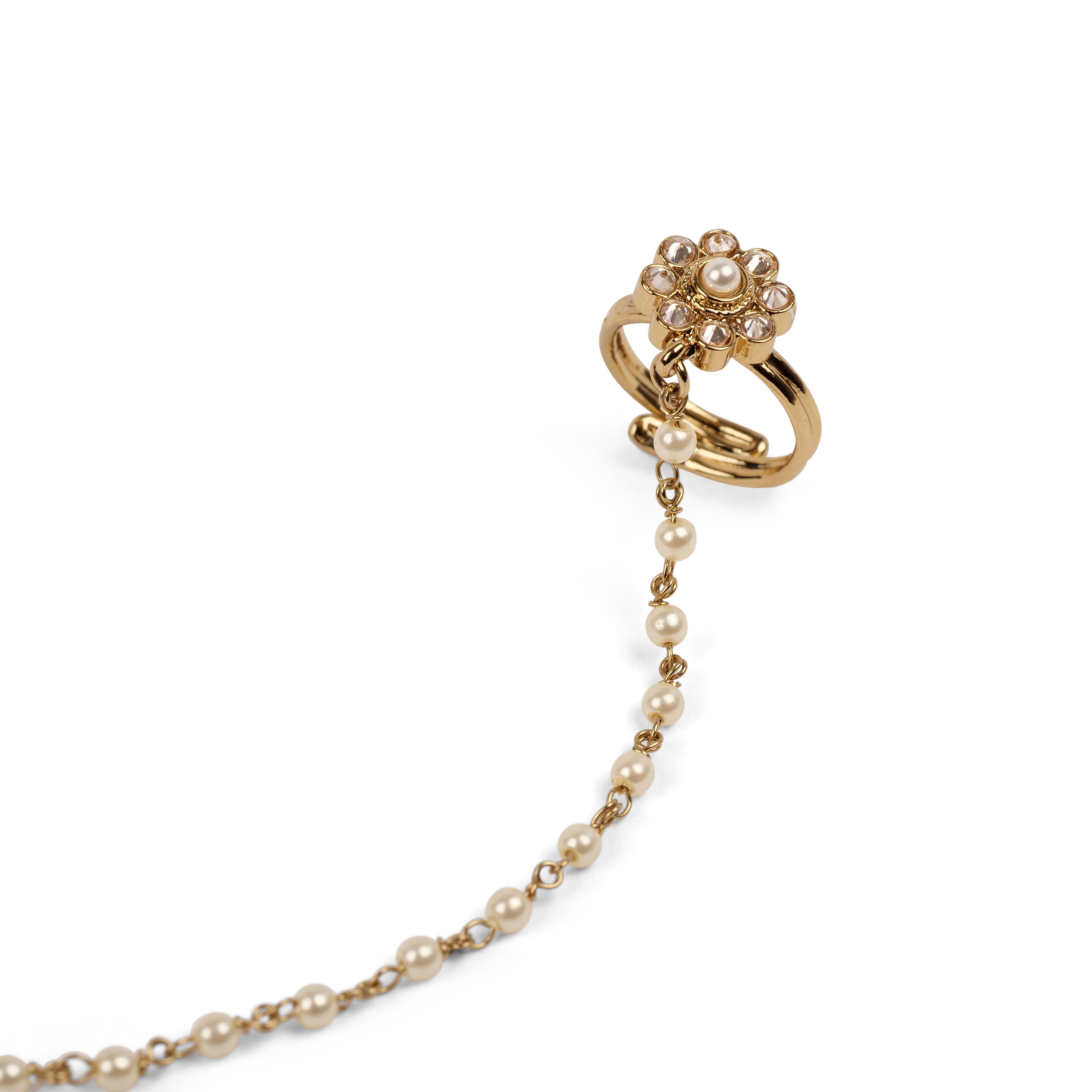 Forever Floral Hand Chain in Pearl