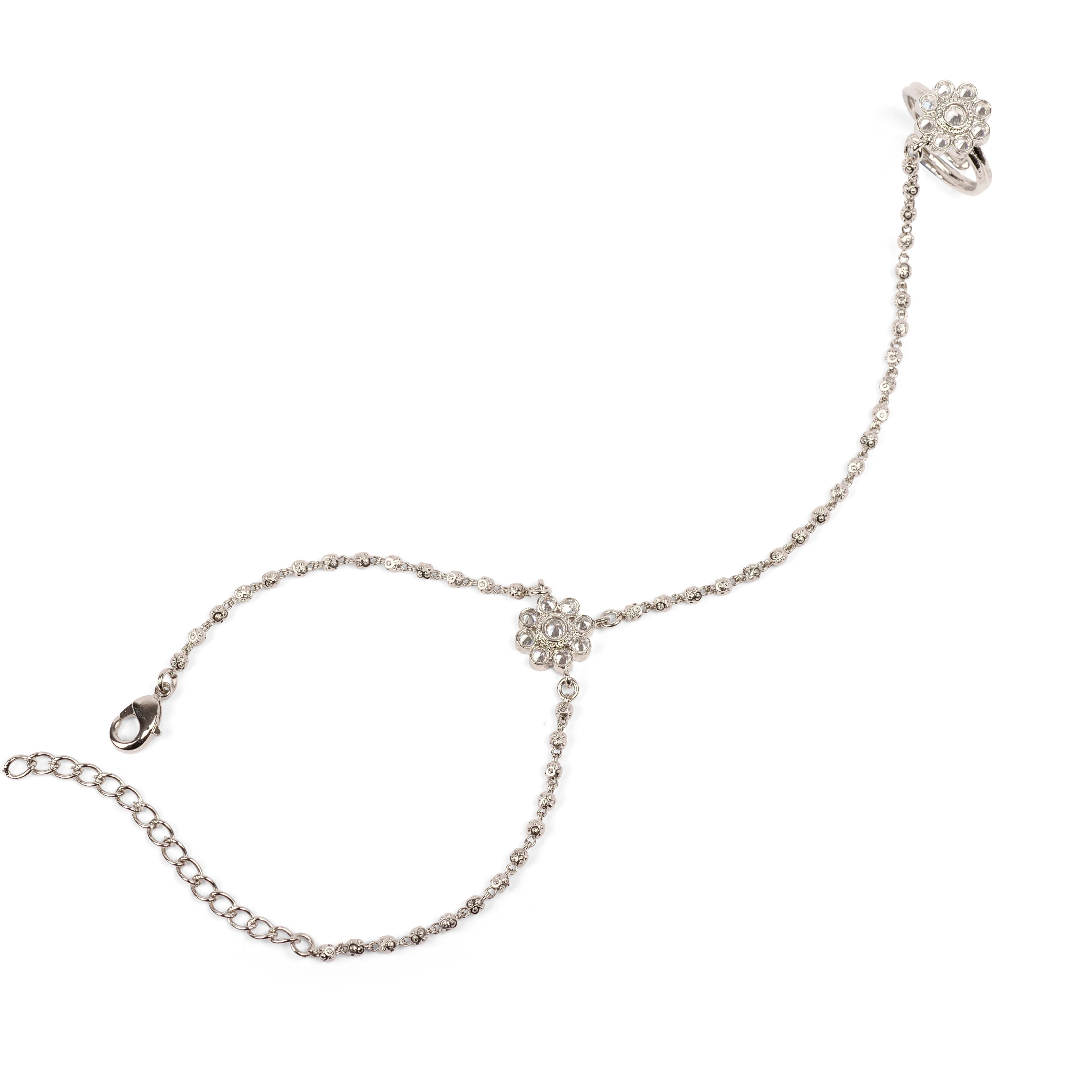 Forever Floral Hand Chain in Rhodium
