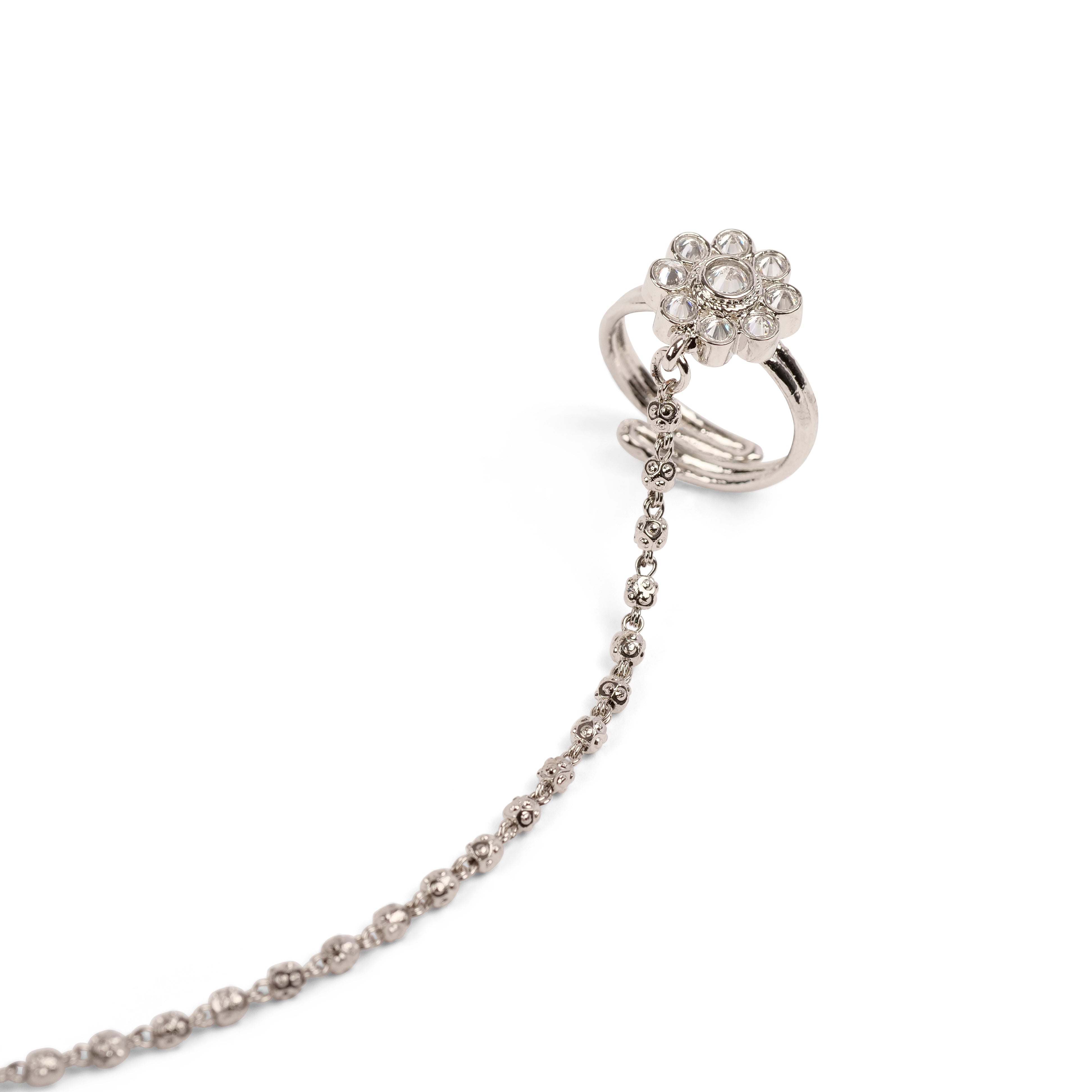 Forever Floral Hand Chain in Rhodium