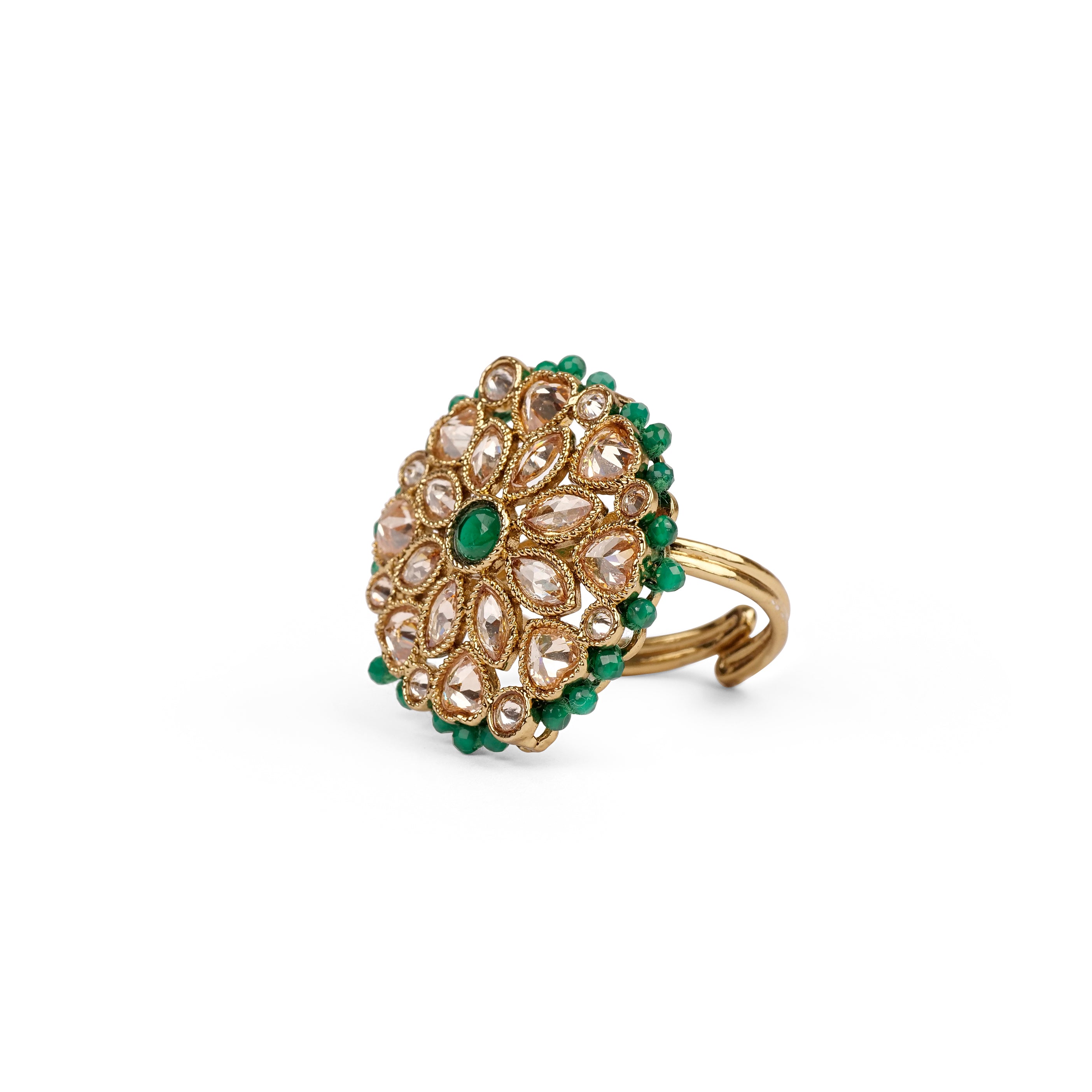 Classic Floral Oversized Ring in Green