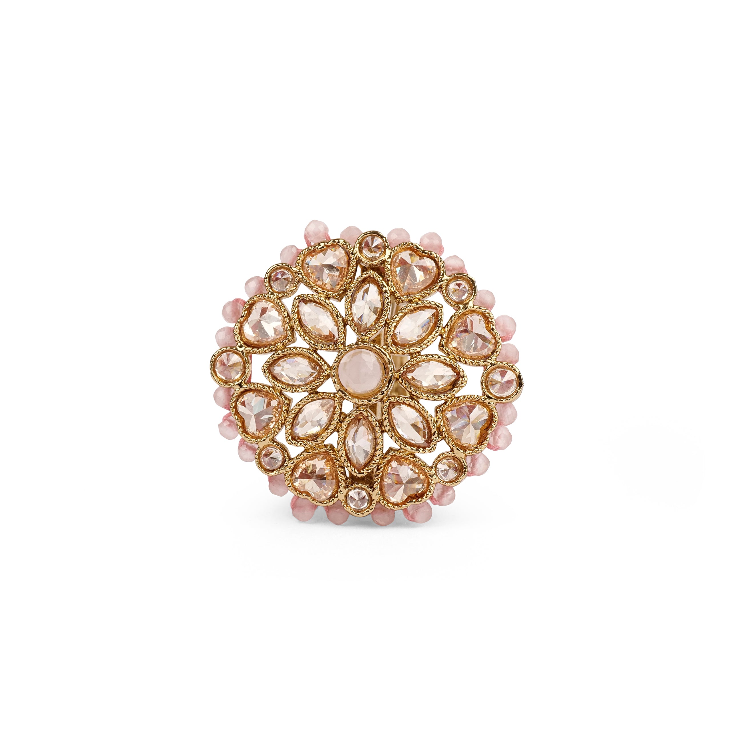 Classic Floral Oversized Ring in Light Pink