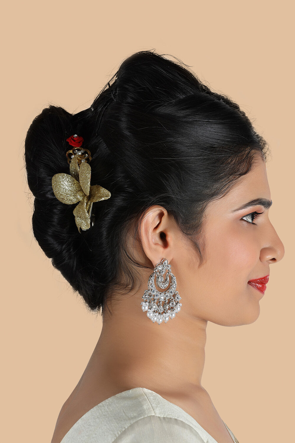 Rhodium Pearl Chandelier Earrings