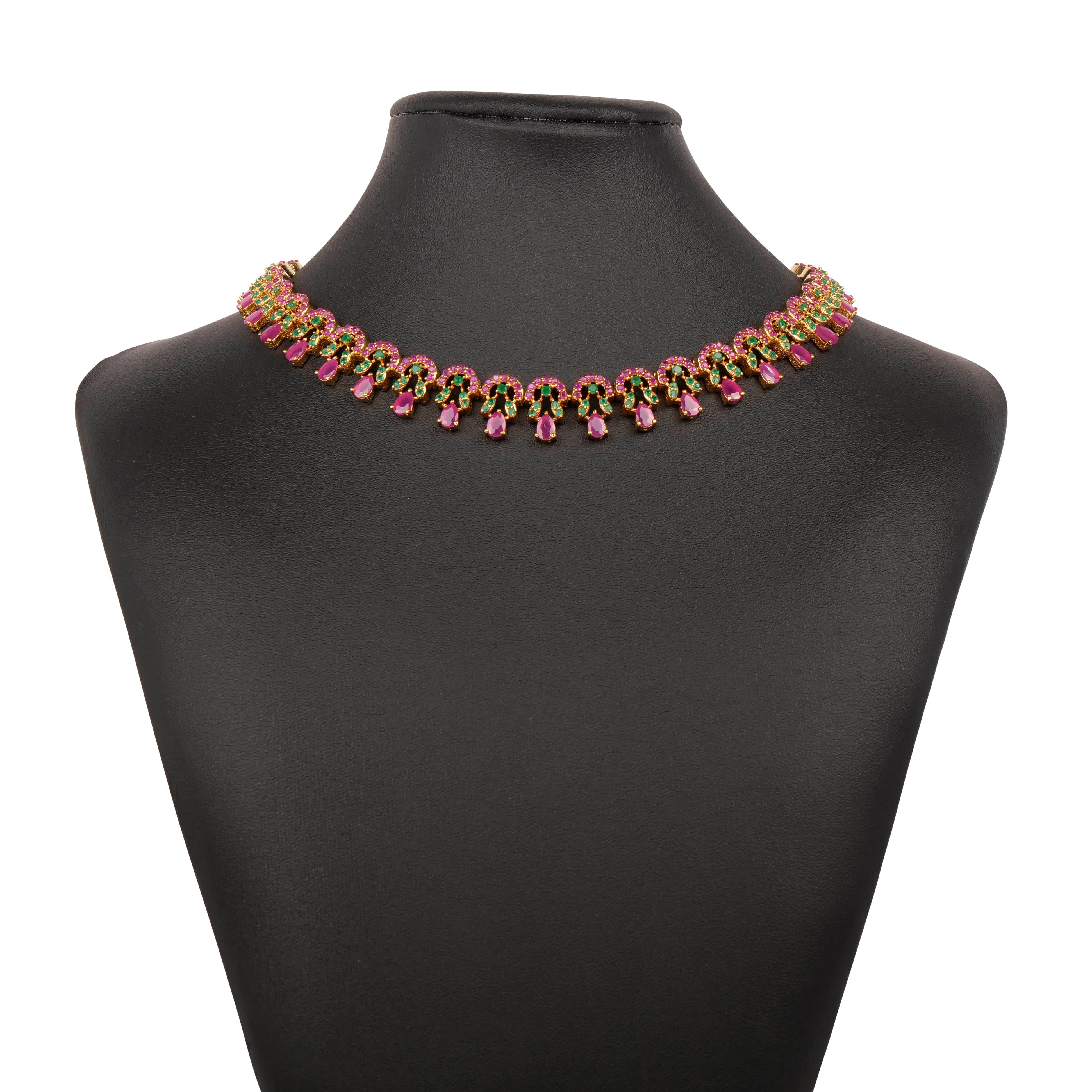 Himani Rajasthani Necklace Set in Ruby and Green