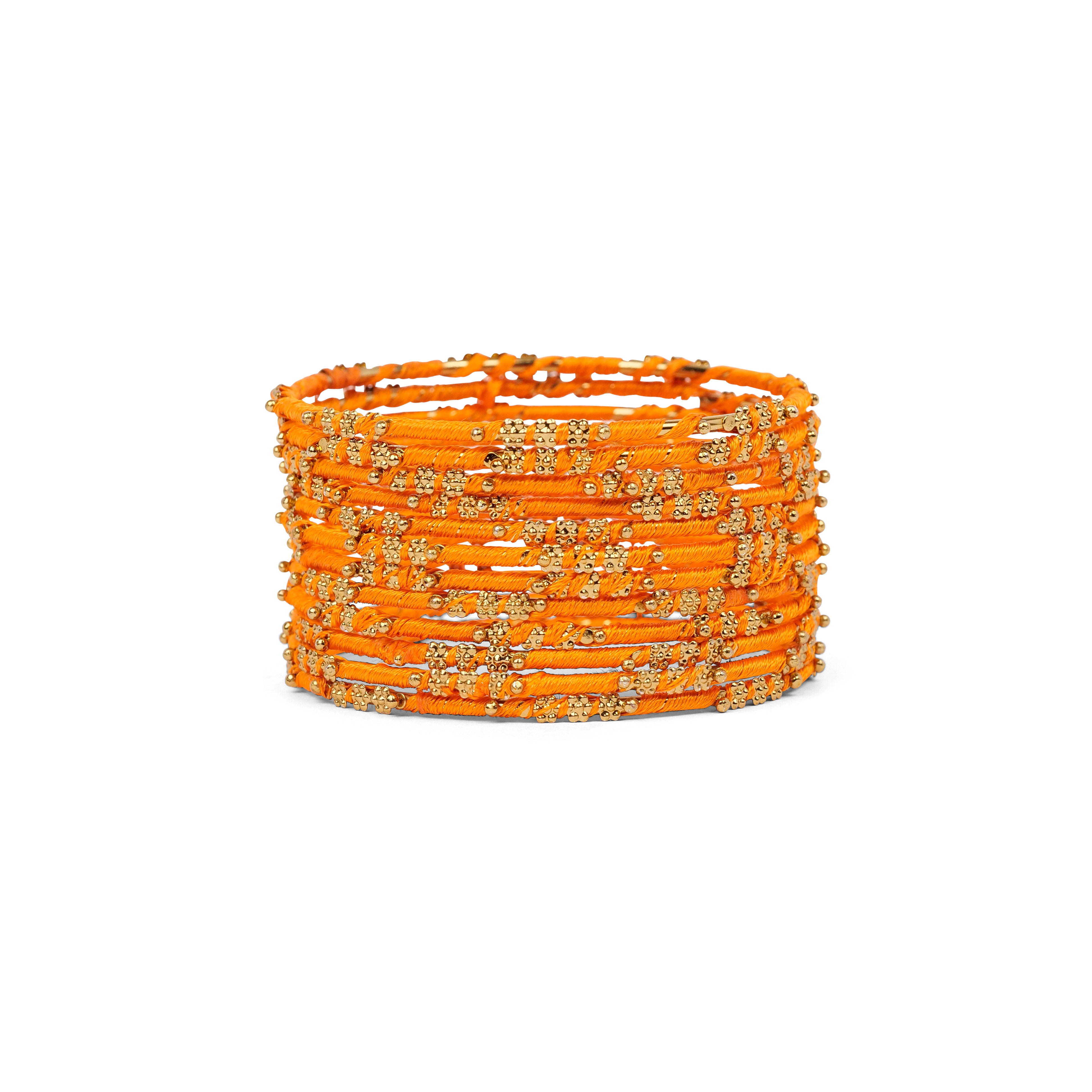 Orange Floral Thread Bangles