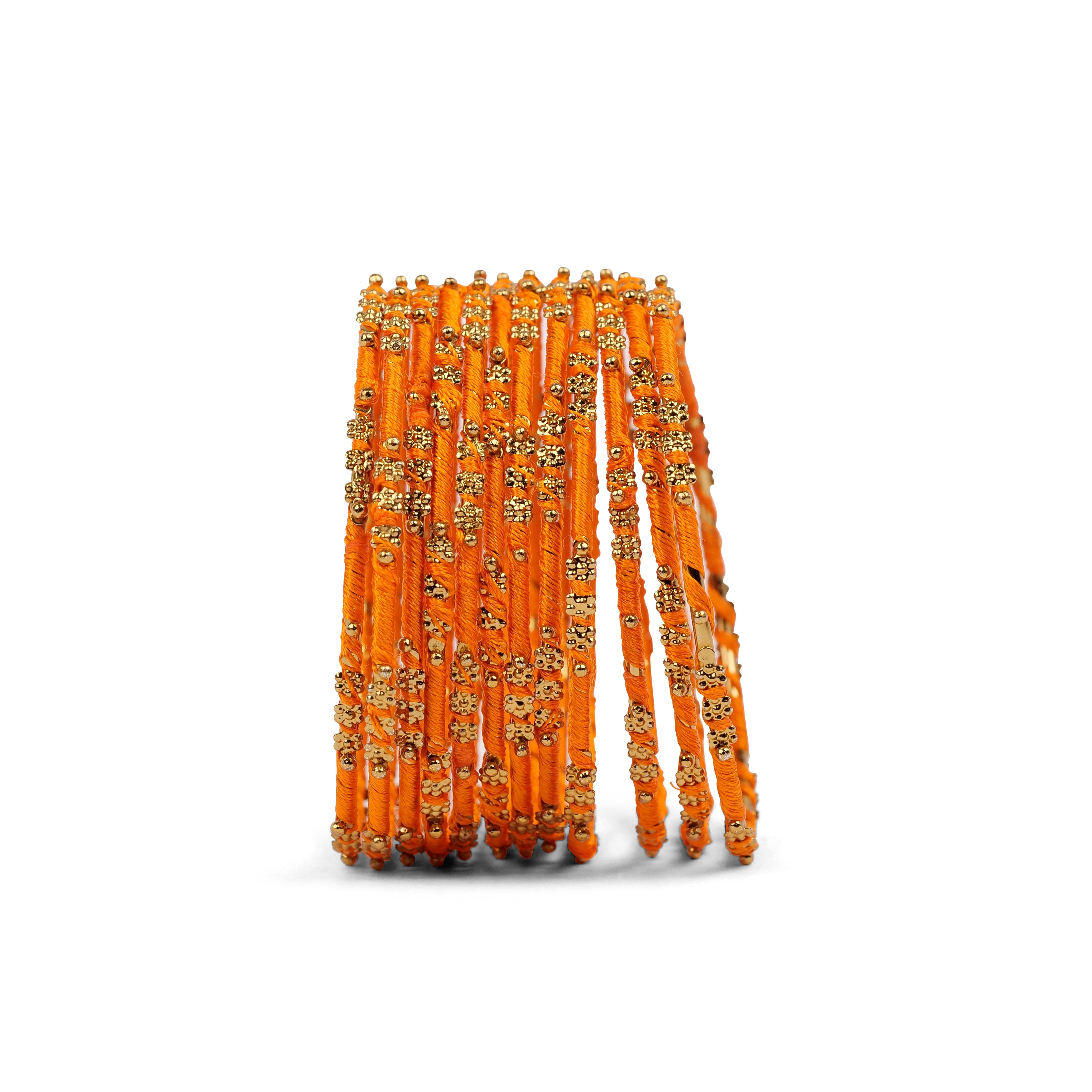 Orange Floral Thread Bangles