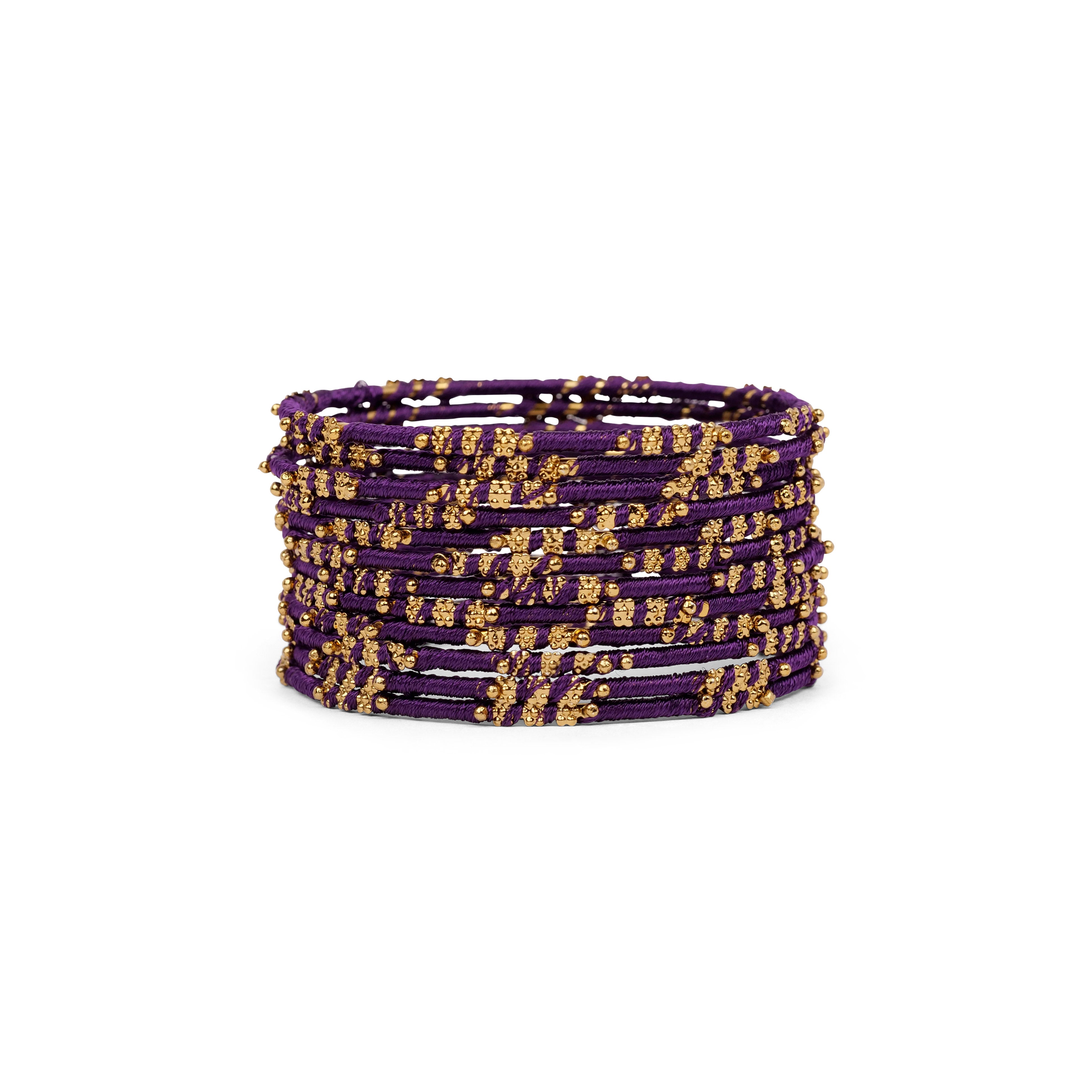 Purple Floral Thread Bangles