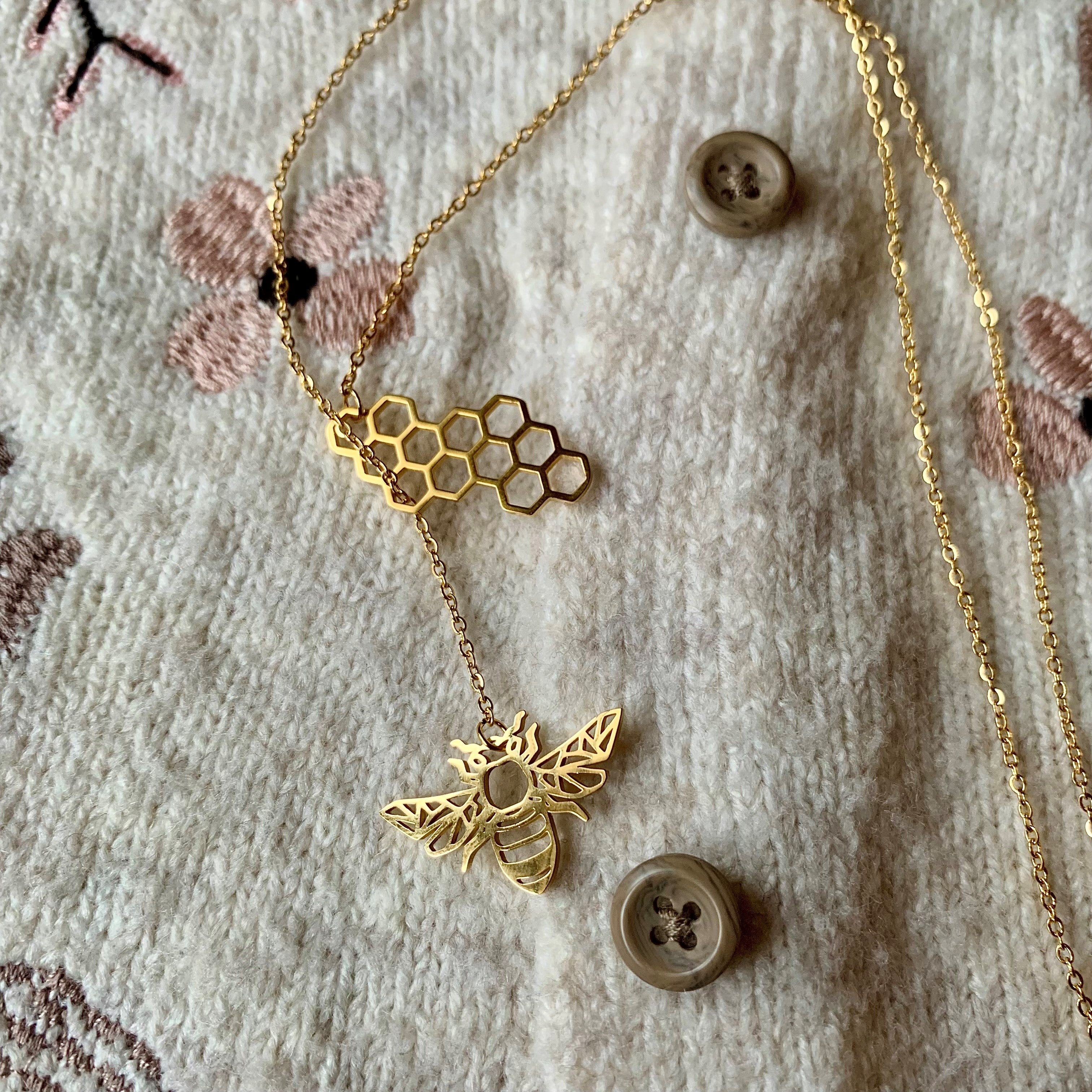 Honey Bee Necklace in Gold
