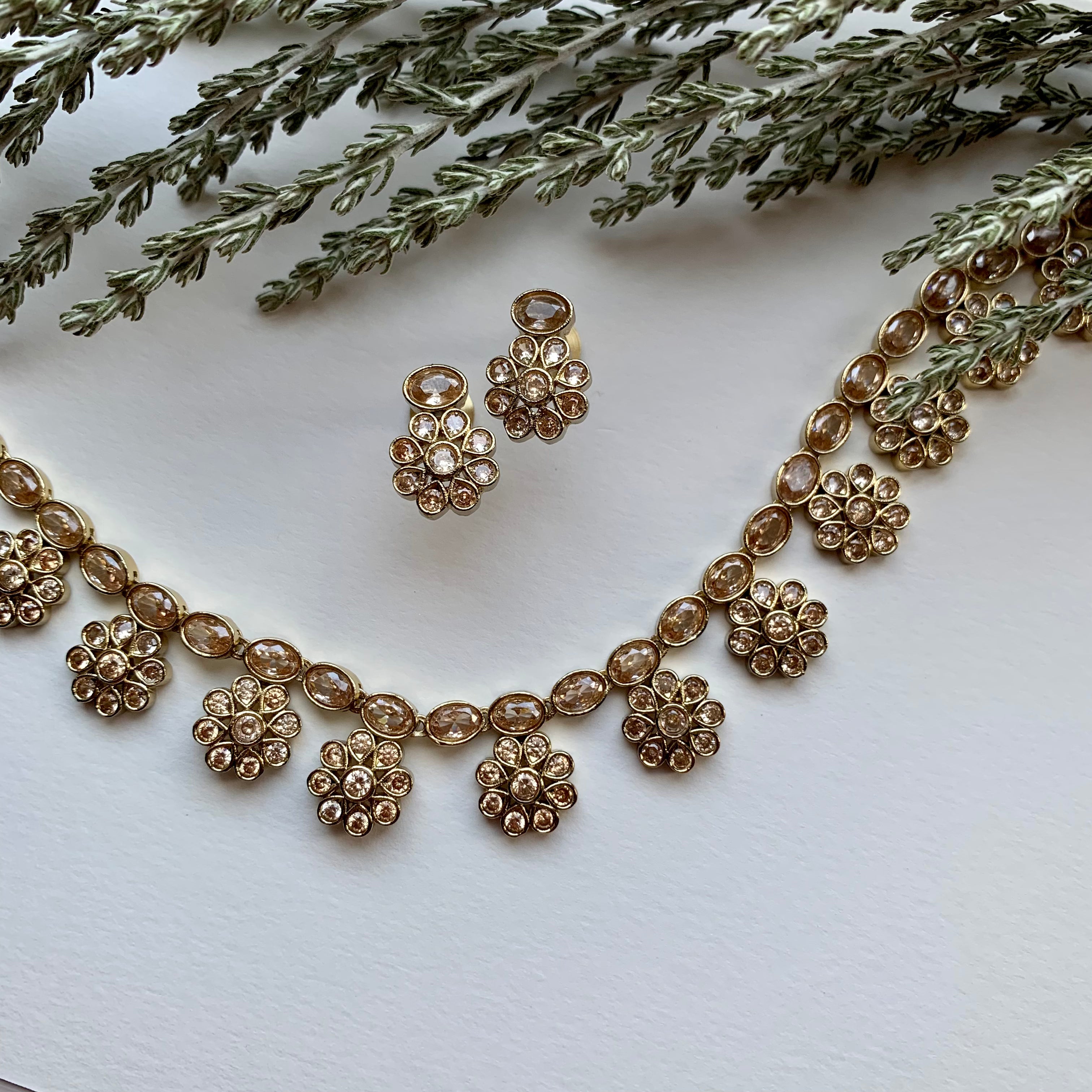 Jasmine Necklace Set in Light Topaz